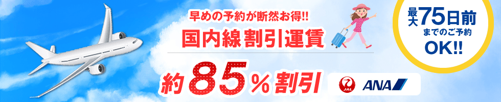 早めの予約購入でおトクな、ANA・JAL割引運賃